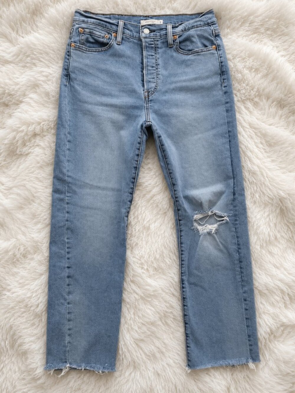 Levi's Wedgie Straight Distressed Jeans W28 L28 Light Wash